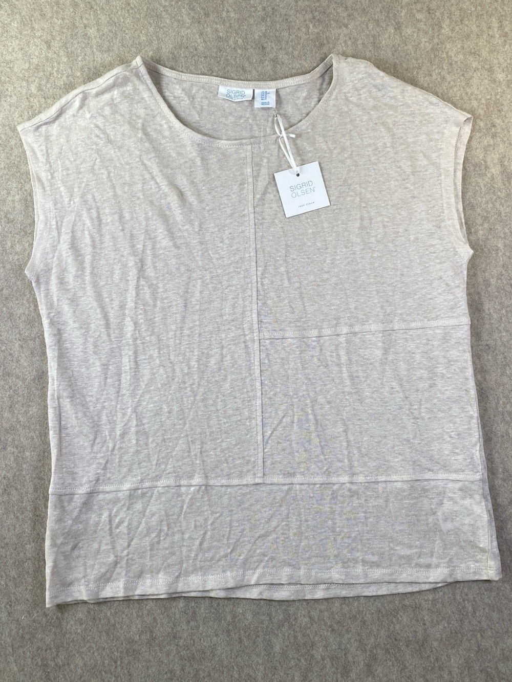 NWT Sigrid Olsen Women's Cream Cap Sleeve Top